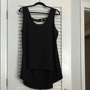 Kardashian Kollection Black Asymmetrical Cut Out Tank Top